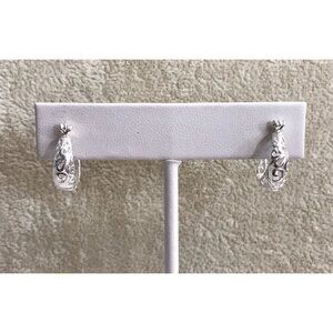 925 Sterling Silver Filigree Hoop Earrings 2.08g